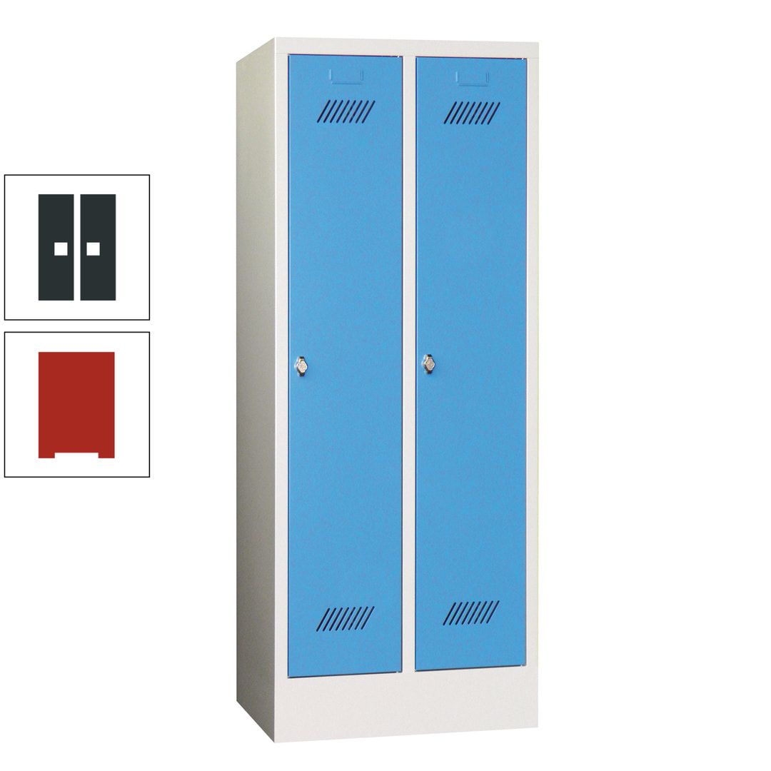 Spindschrank f. Schulen - mit Sockel - Höhe 1.600 mm - 2 Abteile a 300 mm - Drehriegel - anthrazitgrau