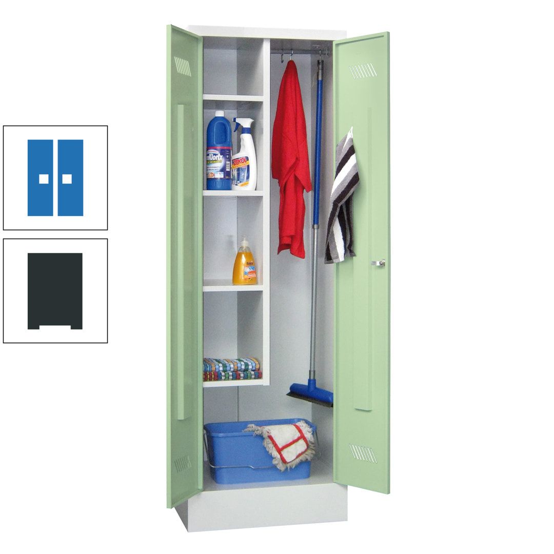 Putzschrank mit Sockel - 1 Abteil mit Trennwand - 1.850x600x500 mm (HxBxT) - Drehriegel - anthrazitgrau
