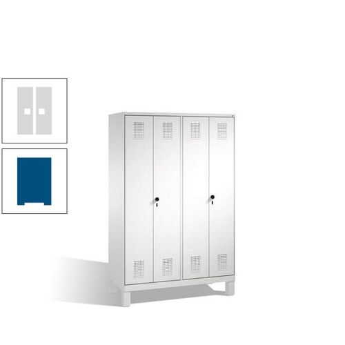 Doppel-Spind, Doppeltüren, Garderobenschrank mit Füßen, 4 Abteile a 300 mm, Korpus anthrazitgrau, Tür anthrazitgrau, 1.850 x 1.200 x 500 mm (HxBxT)