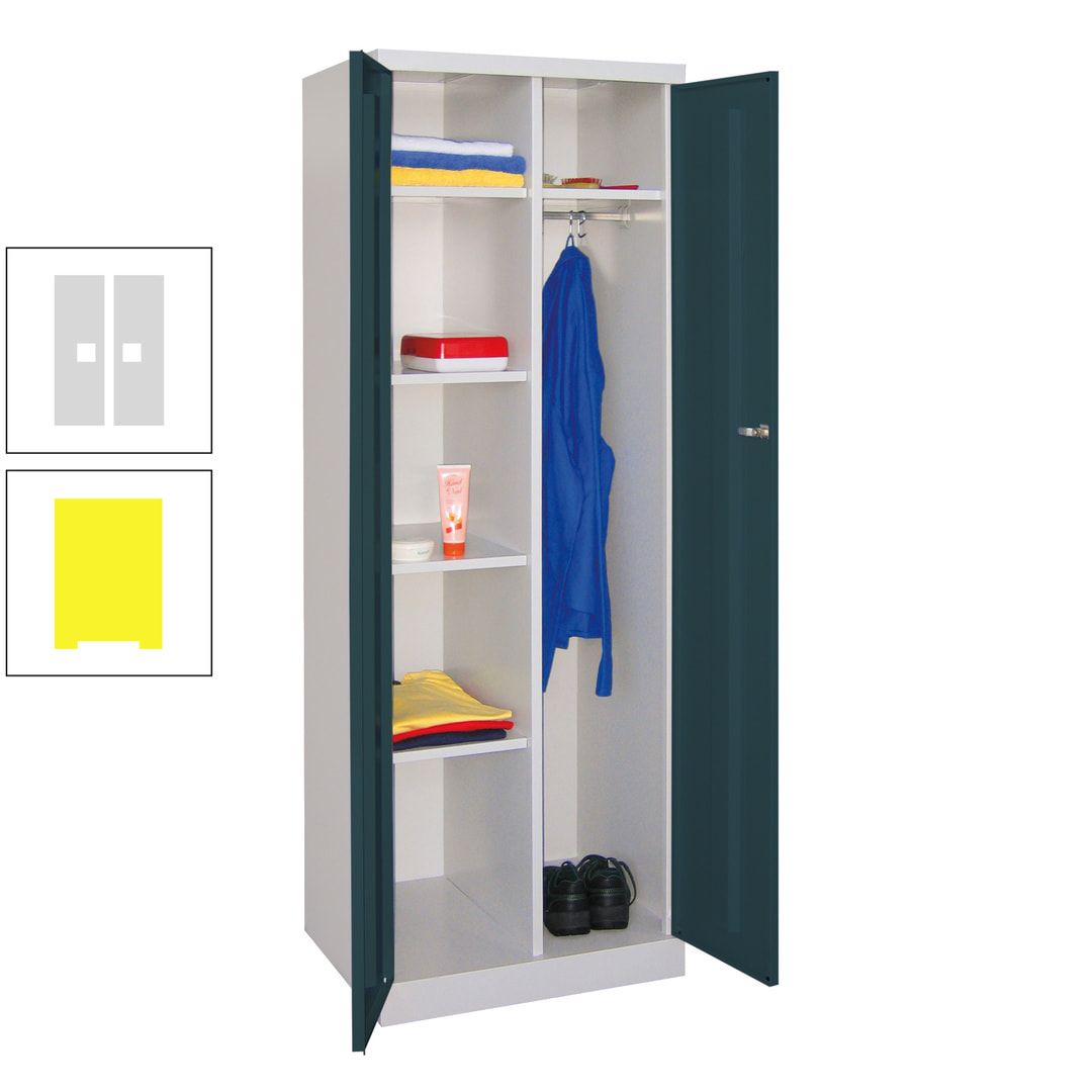 Kleiderschrank mit Sockel - Spind - 1 Abteil mit Trennwand - 1.800x600x500 mm (HxBxT) - Zylinderschloss - anthrazitgrau