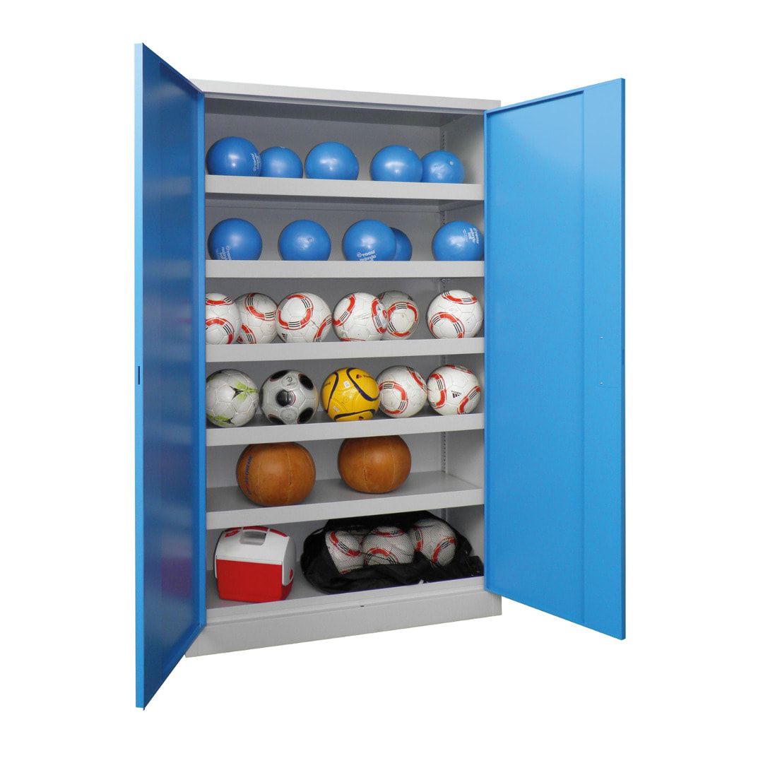 Ballschrank - Lochfeldtüren - 5 Böden - 1.950x1.200x500 mm (HxBxT) - anthrazitgrau