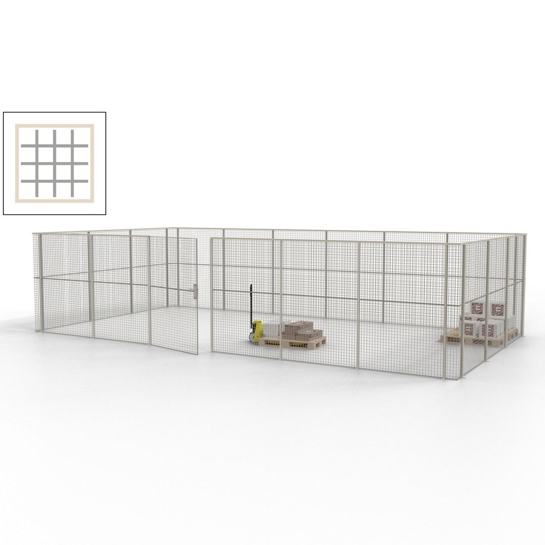 Maschinen Schutzgitter - Hallentrennwand - Sicherheitszaun - Tür - 27 m - 2.200 x 9.400 x 4.900 mm (HxBxT) - enzianblau