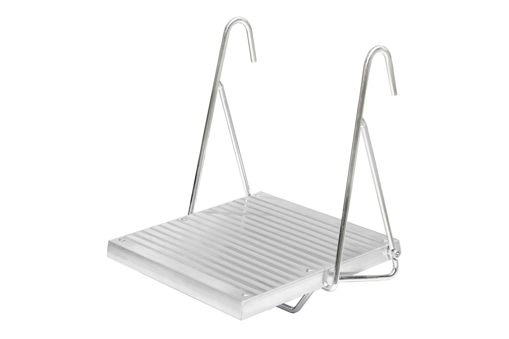 Klappbarer Einhängetritt für Sprossenleitern, Universal-Leitertritt, für 30 x 30 mm Sprossen, 260 x 250 mm (BxT), für Innenbreite 290 mm, bis 150 kg
