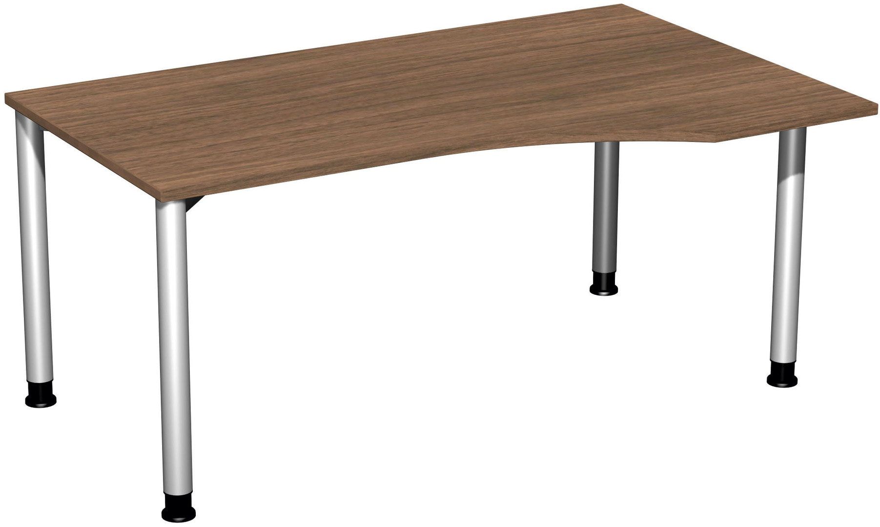 Eckschreibtisch mit einseitig verkürzten Füßen, 4-Fuß Flex, Ecke rechts, Höhe 680-800 mm, 1.600 x 1.000 mm (BxT), Gestell anthrazit, Ahorn