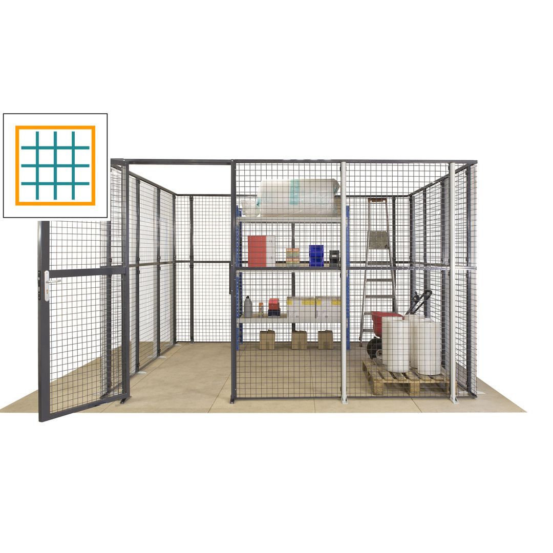 Maschinen Schutzgitter - Hallentrennwand - Sicherheitszaun - Tür - 72 m - 2.200 x 21.400 x 15.400 mm (HxBxT) - enzianblau