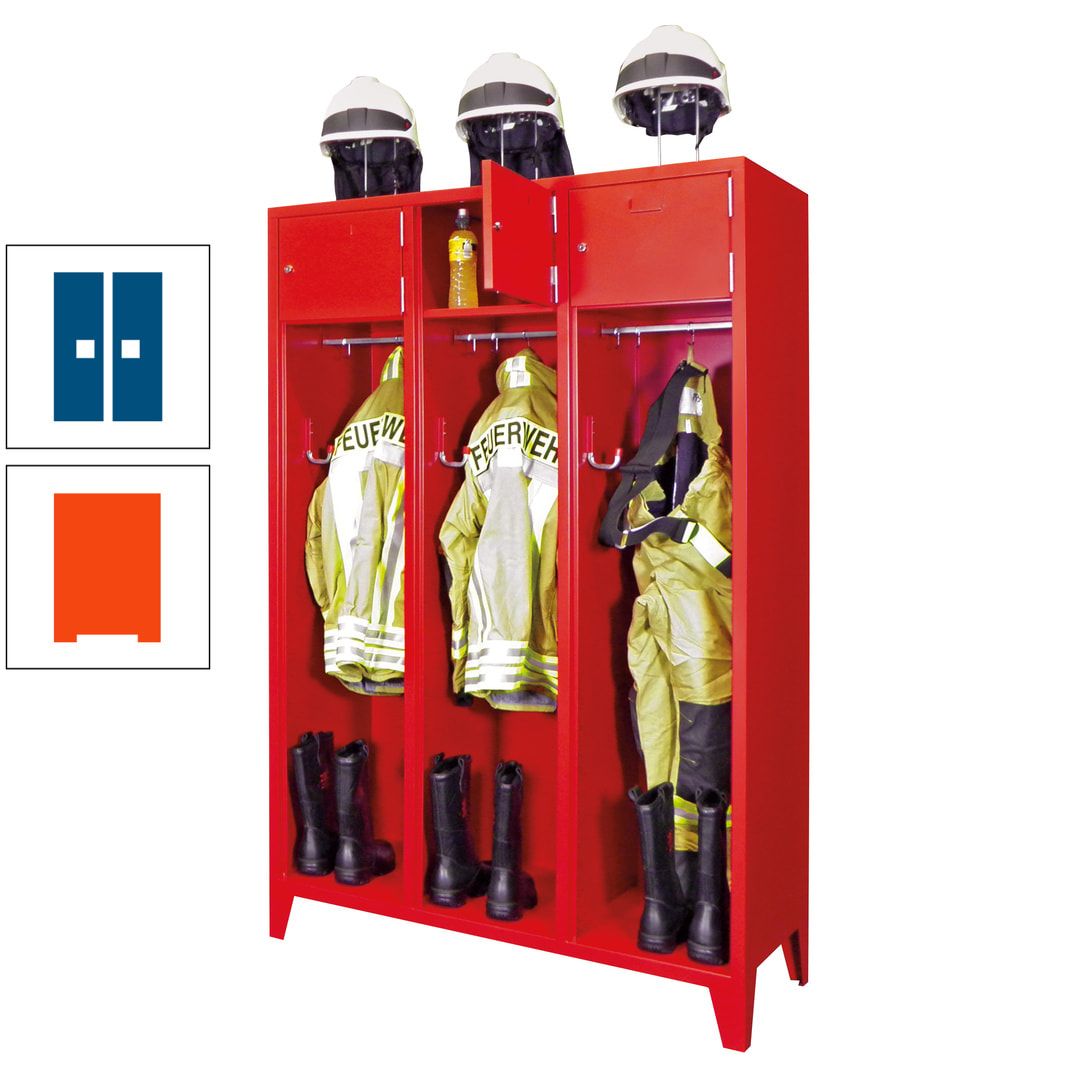 Feuerwehrschrank - 2 Abteile - Ablagefach mit Tür, Etikettenrahmen - 2.100 x 830 x 500 mm (HxBxT) - anthrazitgrau