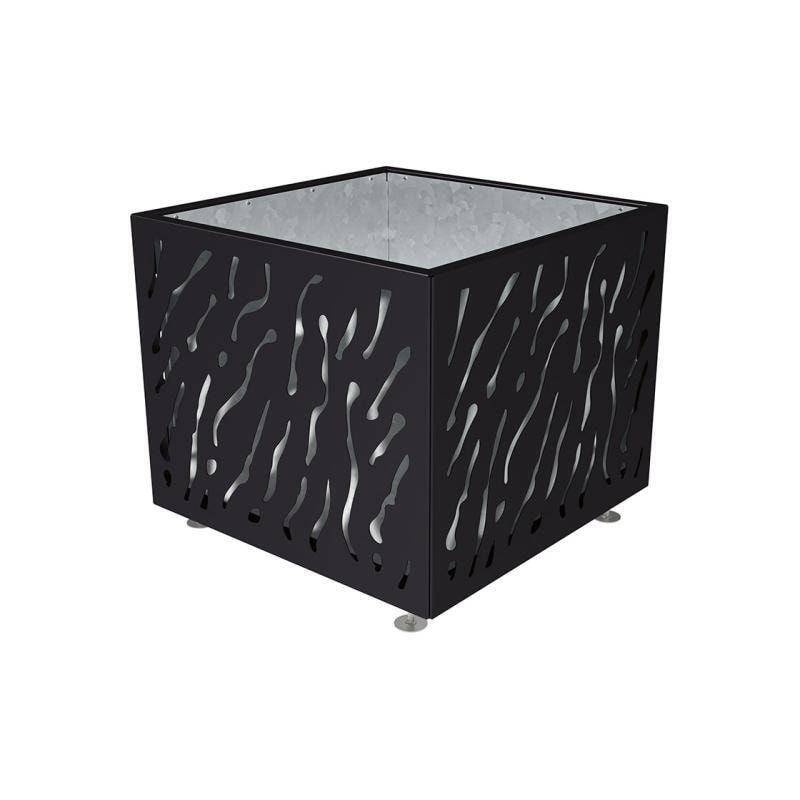 Pflanzbehälter, Stahlblech fvz, einfarbig, innen feuerverzinkt mit Verladungsgriffen, verstellbare Füße, 870 x 990 x 990 mm (HxBxT), enzianblau