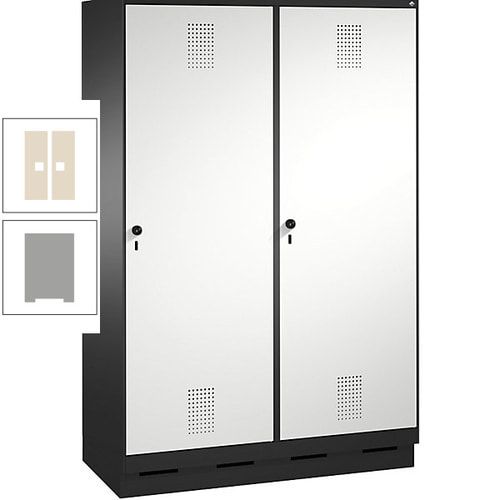 Doppel-Spind, Garderobenschrank, 2 Türen für 4 Abteile a 300 mm, Korpus anthrazitgrau, Türen anthrazitgrau, 1.800 x 1.200 x 500 mm (HxBxT)