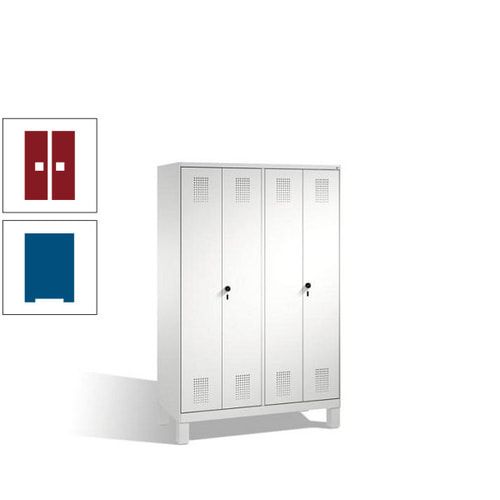 Doppel-Spind, Doppeltüren, Garderobenschrank mit Füßen, 4 Abteile a 300 mm, Korpus anthrazitgrau, Tür anthrazitgrau, 1.850 x 1.200 x 500 mm (HxBxT)