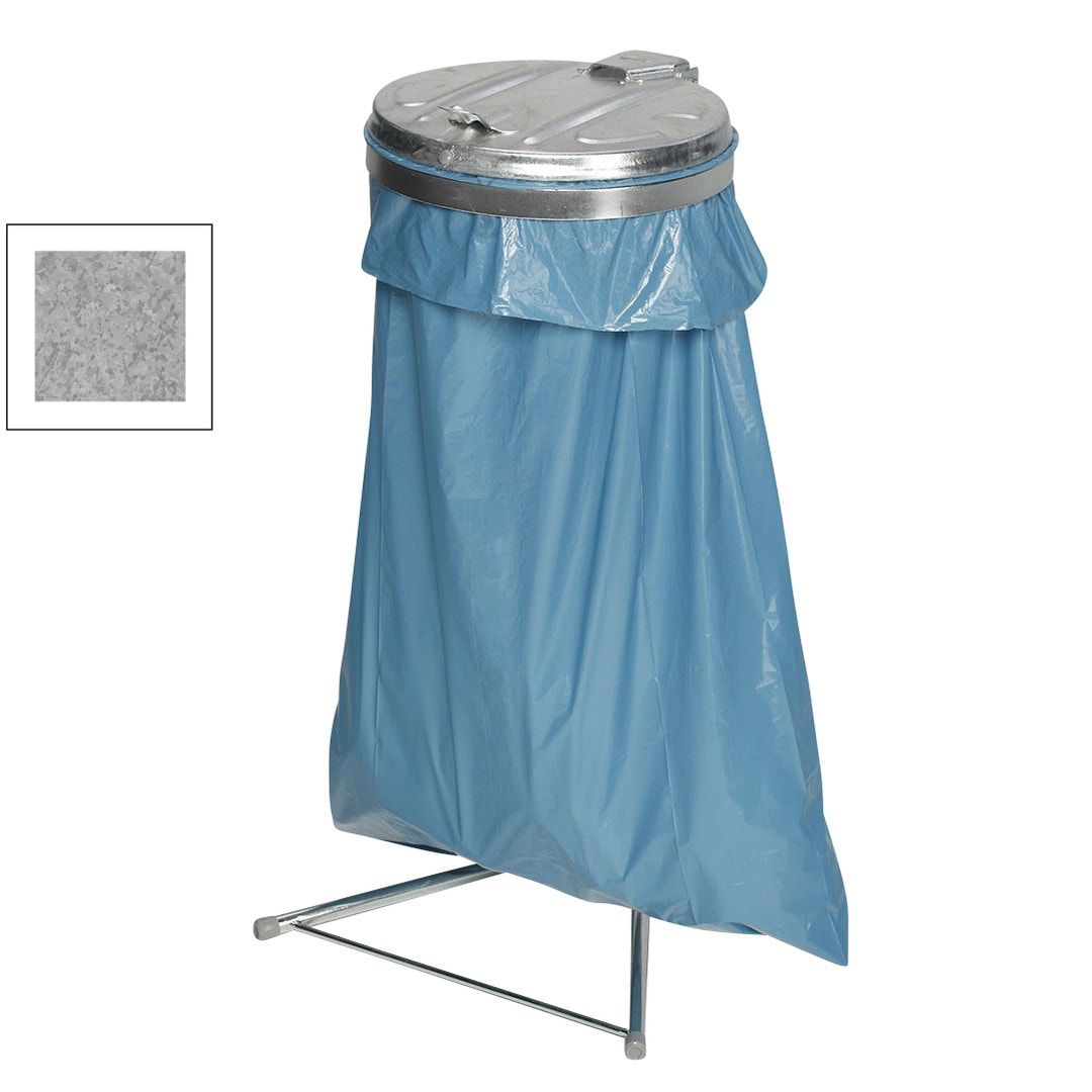 Müllsackhalter zur Wandmontage - für einen 120 l Sack - 400 x 510 mm (BxT) - enzianblau - Deckel Feuerverzinkt