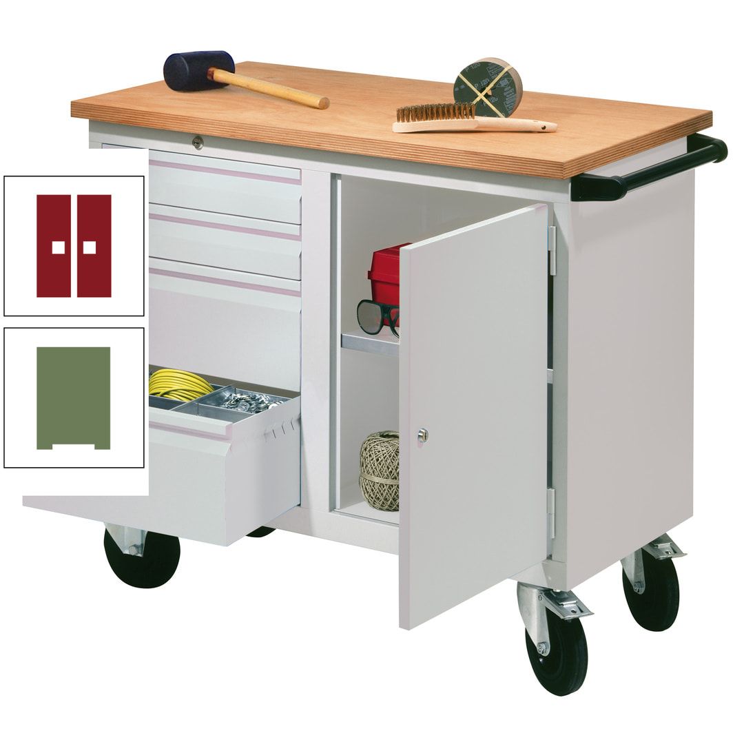Mobile Werkbank - Werkstattwagen - 915 x 1.090 x 600 mm - 4 Schubladen und Schrankfach - anthrazitgrau