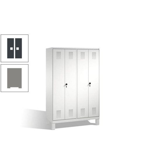 Doppel-Spind, Doppeltüren, Garderobenschrank mit Füßen, 4 Abteile a 300 mm, Korpus anthrazitgrau, Tür anthrazitgrau, 1.850 x 1.200 x 500 mm (HxBxT)