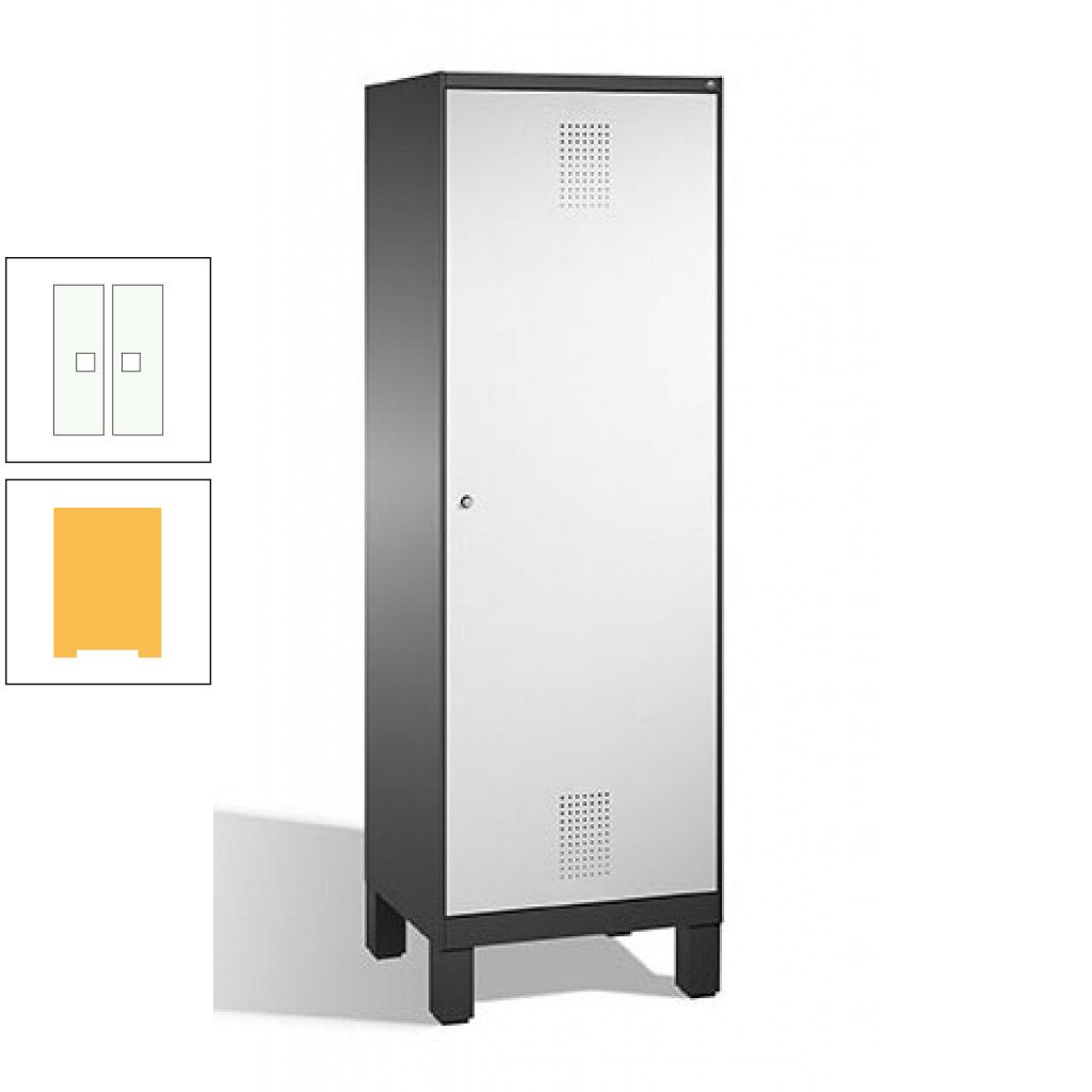 Doppel-Spind, Garderobenschrank, 1 Tür für 2 Abteile a 300 mm, Korpus anthrazitgrau, Türen anthrazitgrau, 1.850 x 600 x 500 mm (HxBxT)
