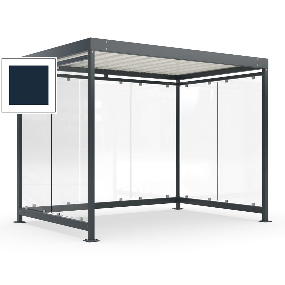 Raucherunterstand, Bausatz, Fahrgastunterstand, Bushaltestelle, 2.510 x 3.180 x 2.165 mm (HxBxT), 7 Wände, Achatgrau