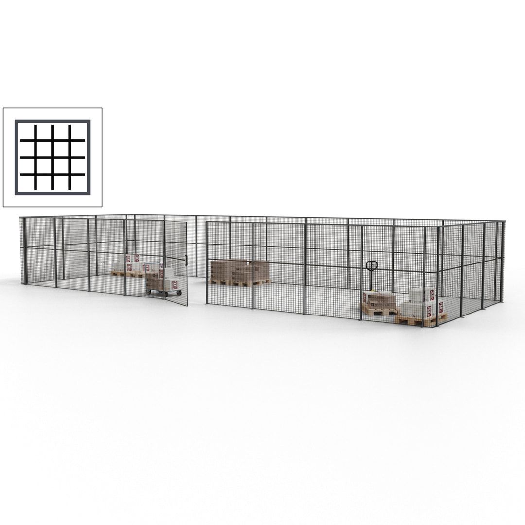 Maschinen Schutzgitter - Hallentrennwand - Sicherheitszaun - Tür - 36 m - 2.200 x 13.900 x 4.900 mm (HxBxT) - enzianblau