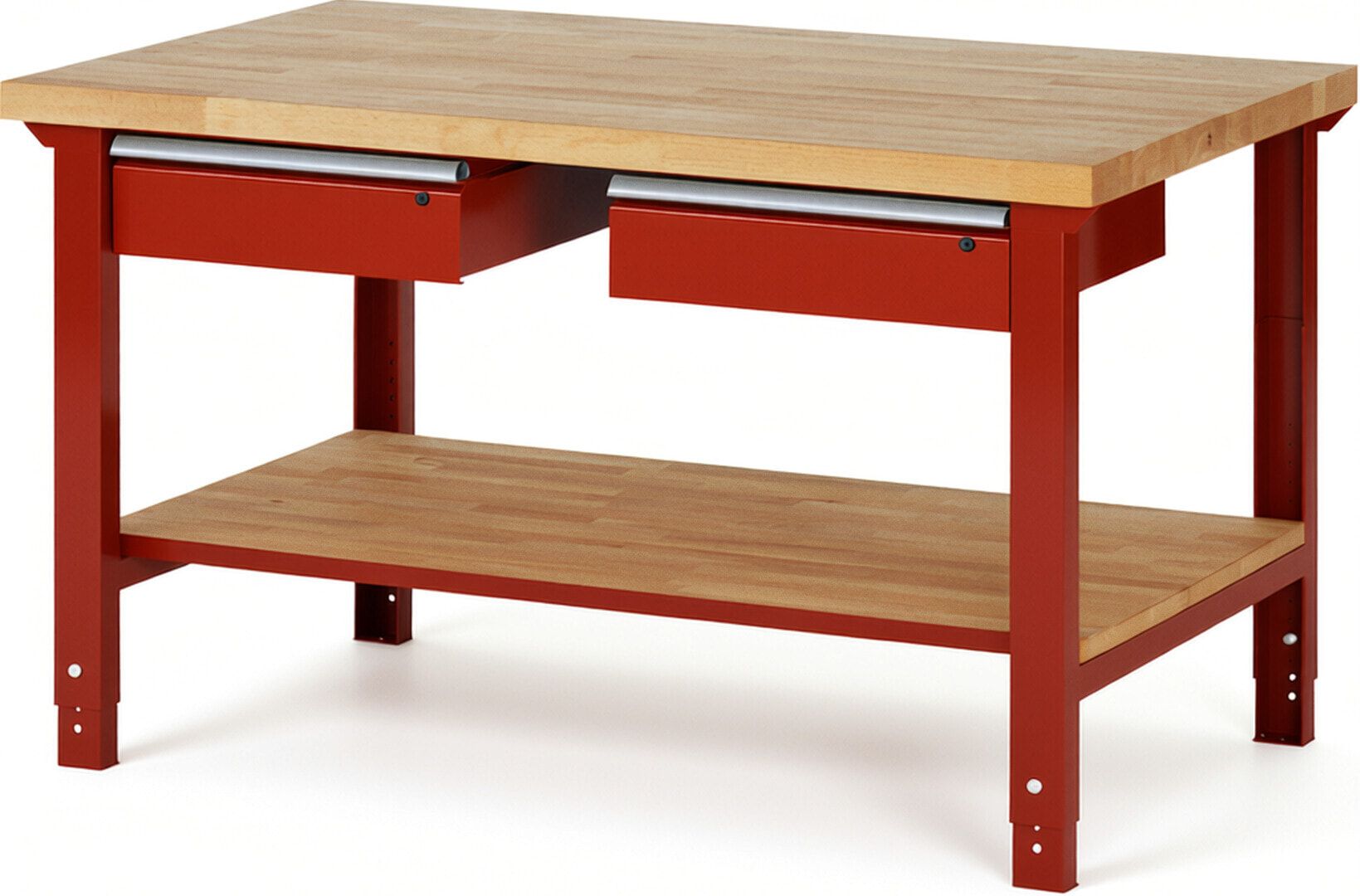 Werkbank mit Ablage - 2 Schubladen - 150:2 - höhenverstellbar 790 - 1.140 mm - 1.500 x 900 mm (BxT) - 750 kg - Buche - Anthrazitgrau