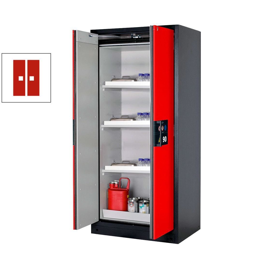 Gefahrstoffschrank - 1.953x893x615 mm - 3 Wannenböden PP - Front enzianblau