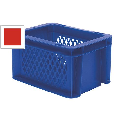 Eurobox - Eurokasten - Volumen 2 l - Boden geschlossen, Wände durchbrochen - 120 x 100 x 200 mm (HxBxT) - VE 16 Stk. - blau