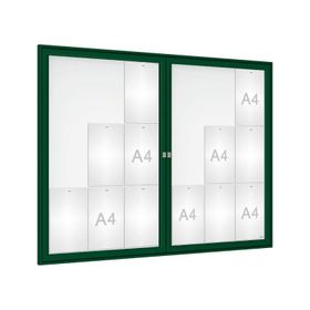 Schaukasten - Doppelflügeltür - 18xA4 - Querformat - 1.050 x 1.400 x 30 mm (HxBxT) - wählbar - Infokasten - Präsentationsvitrine