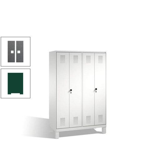 Doppel-Spind, Doppeltüren, Garderobenschrank mit Füßen, 4 Abteile a 300 mm, Korpus anthrazitgrau, Tür anthrazitgrau, 1.850 x 1.200 x 500 mm (HxBxT)