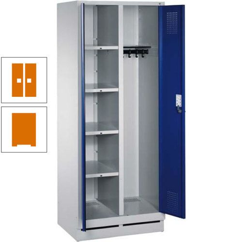 Mehrzweckschrank, Doppeltüren, Füße, 2 Abteile a 300 mm, Korpus anthrazitgrau, Tür anthrazitgrau, 1.800 x 600 x 500 mm (HxBxT)
