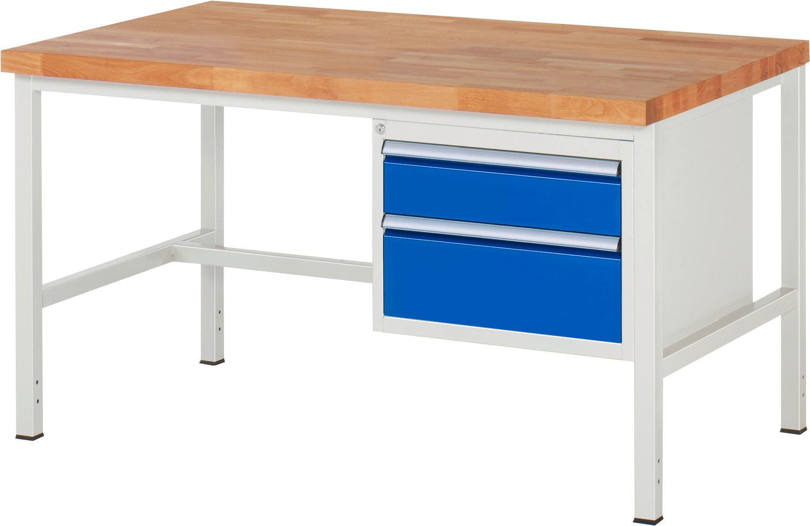 Werkbank - 2 Schubladen - Teilauszug - 150:1 / 210:1 - Höhe 840-1.040 mm - 1.500 x 900 mm - 1.250 kg - Buche - Anthrazitgrau