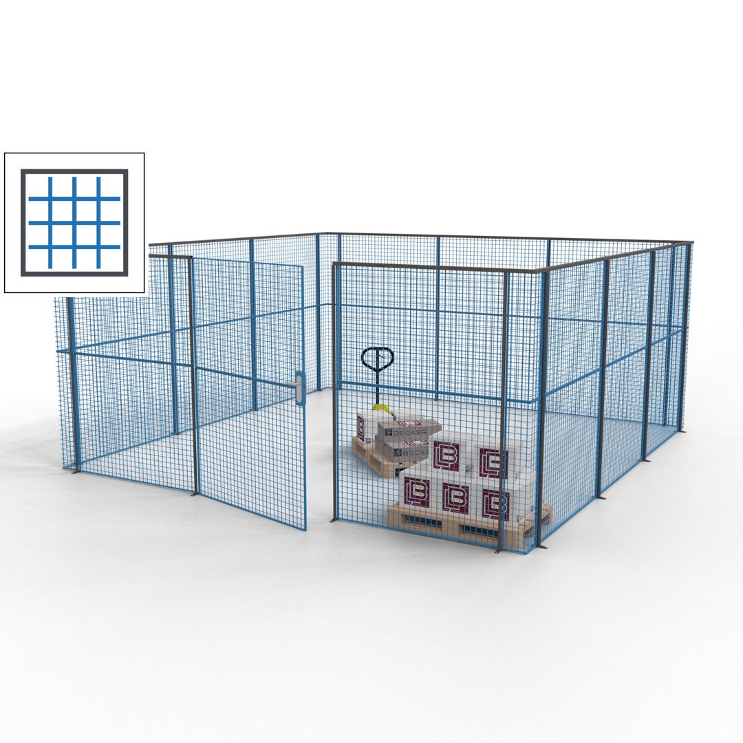Maschinen Schutzgitter - Hallentrennwand - Sicherheitszaun - Tür - 18 m - 2.200 x 4.900 x 4.900 mm (HxBxT) - enzianblau