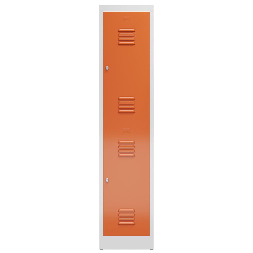 Garderobenschrank, Doppelstockspind, 1 Abteil, 2 Fächer, 1.800 x 415 x 500 mm (HxBxT), Drehriegel, Stahl, Korpus: lichtgrau, Front: anthrazitgrau