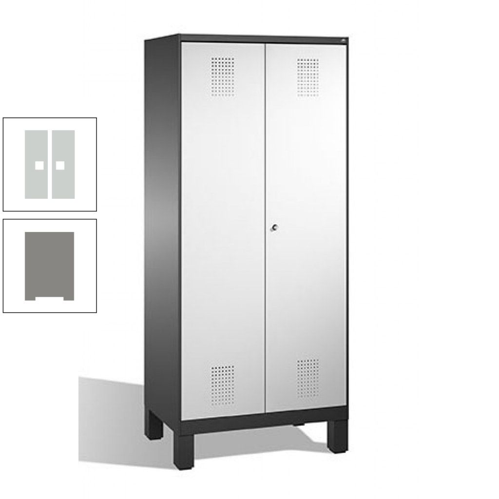 Mehrzweckschrank, Doppeltüren, auf Füßen, 2 Abteile a 400 mm, Korpus anthrazitgrau, Tür anthrazitgrau, 1.850 x 800 x 500 mm (HxBxT)