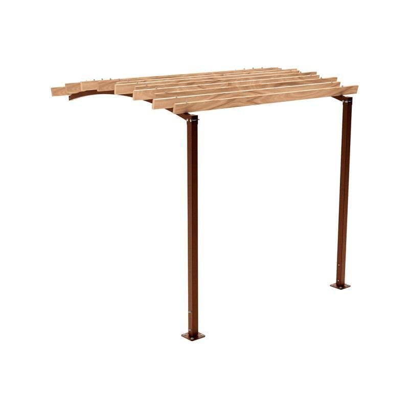 Pergola seitliche Erweiterung, Kiefer druckimprägniert Klasse 4, Stahlrohr 80x80 mm, 2.910 x 2.520 x 3.020 mm (HxBxT) fvz, beschichtet Farbe Purpurrot