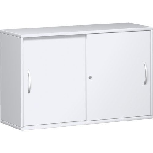 Anstell-Schiebetürenschrank, Holz, 2 Ordnerhöhen, Einlegeboden, Stellfüße, 720 x 1.000 x 425 mm (HxBxT), Frontfarbe Ahorn, Korpusfarbe Ahorn