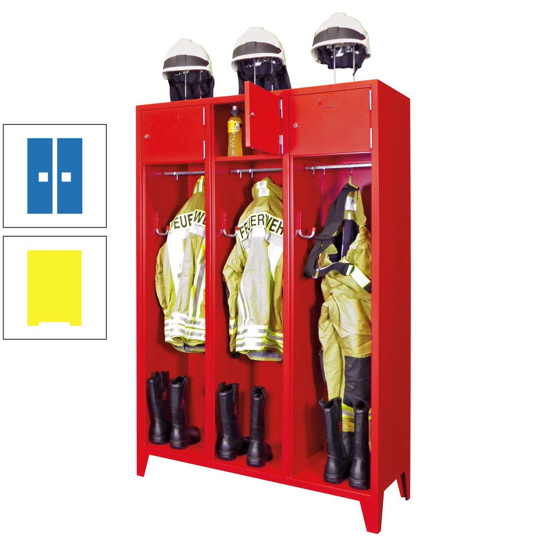 Feuerwehrschrank - 2 Abteile - Ablagefach mit Tür, Etikettenrahmen - 2.100 x 830 x 500 mm (HxBxT) - anthrazitgrau