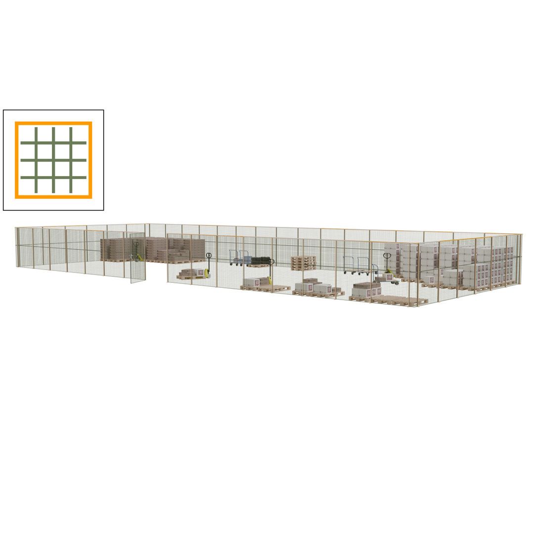 Maschinen Schutzgitter - Hallentrennwand - Sicherheitszaun - Tür - 66 m - 2.200 x 24.400 x 9.400 mm (HxBxT) - enzianblau