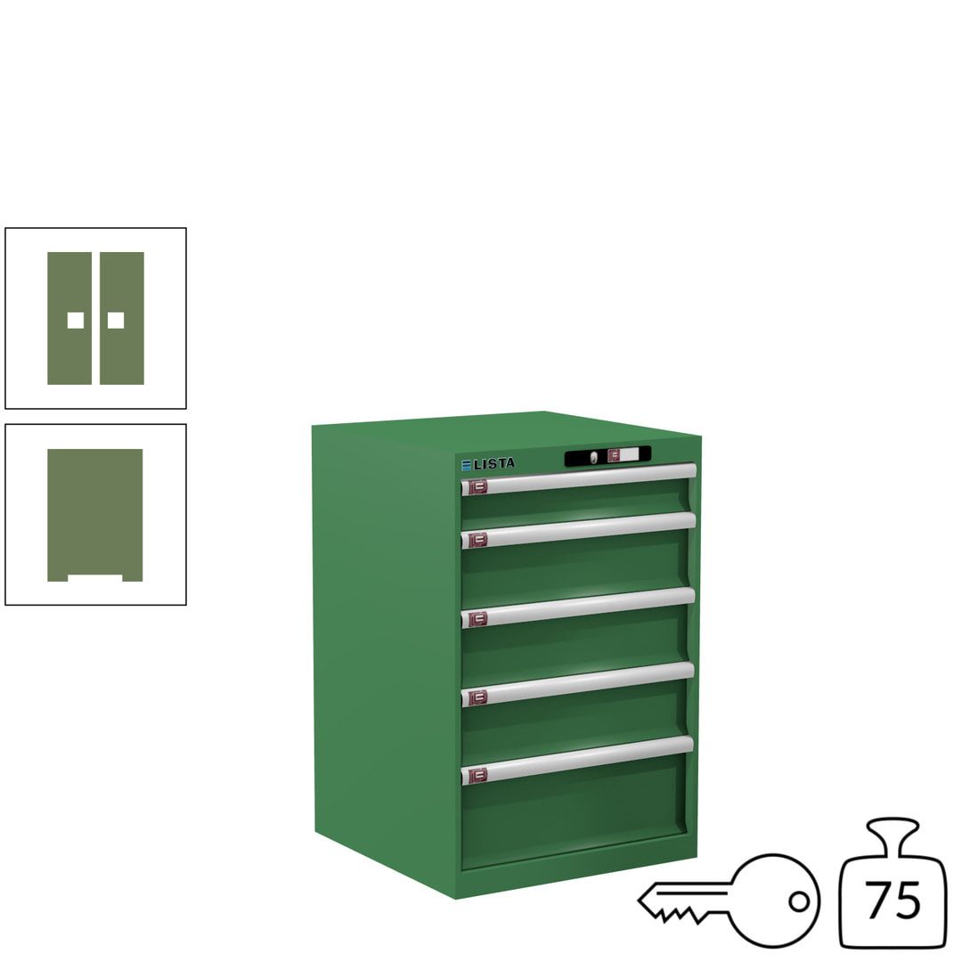 Lista Schubladenschrank - 14.256.010 - 850x564x572 mm (HxBxT) - 5 Schubladen - 75 kg - Key Lock - lichtblau (RAL 5012)