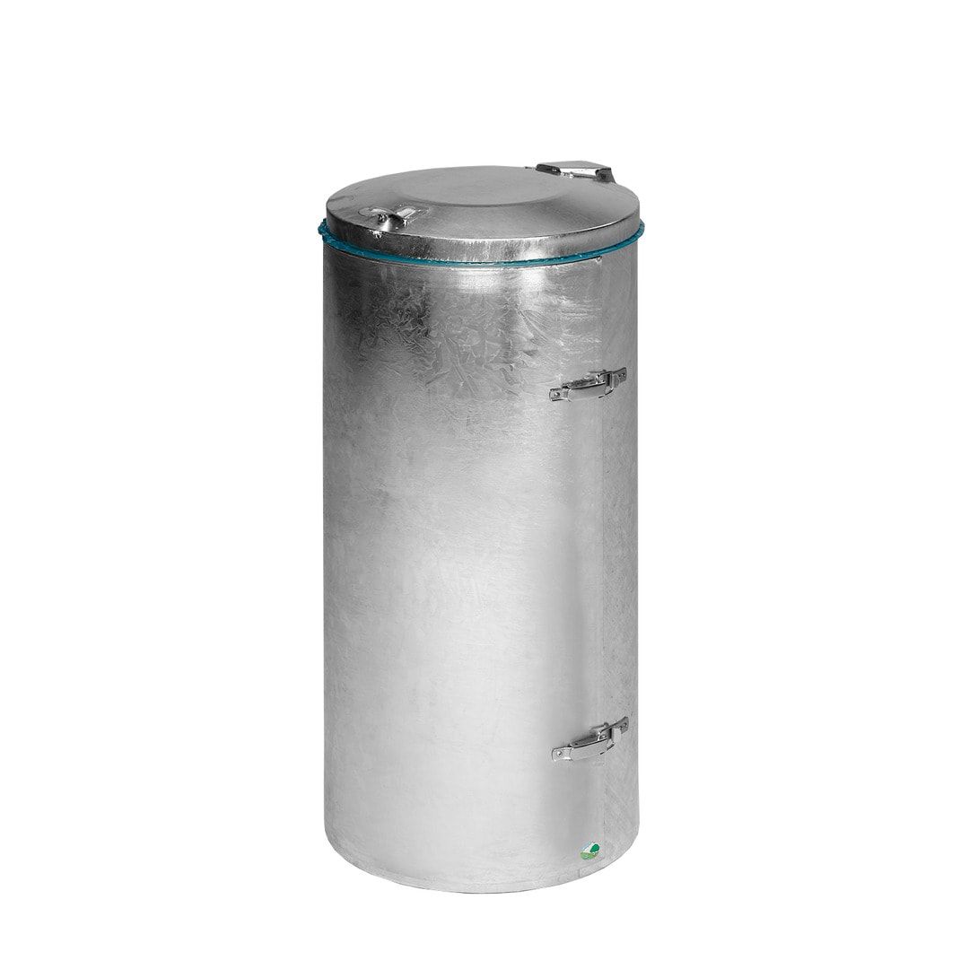 Abfallbehälter mit Flügeltür - Volumen 120 l - rund - 980 x 500 x 500 mm (HxBxT) - kieselgrau