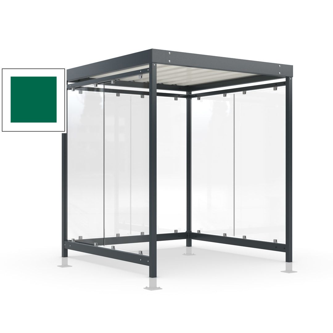 Raucherunterstand, Bushaltestelle, Bausatz, mit Überpflasterung, 6-7 Personen, 6 Wände, 2.440 x 2.165 x 2.165 mm (HxBxT), Achatgrau