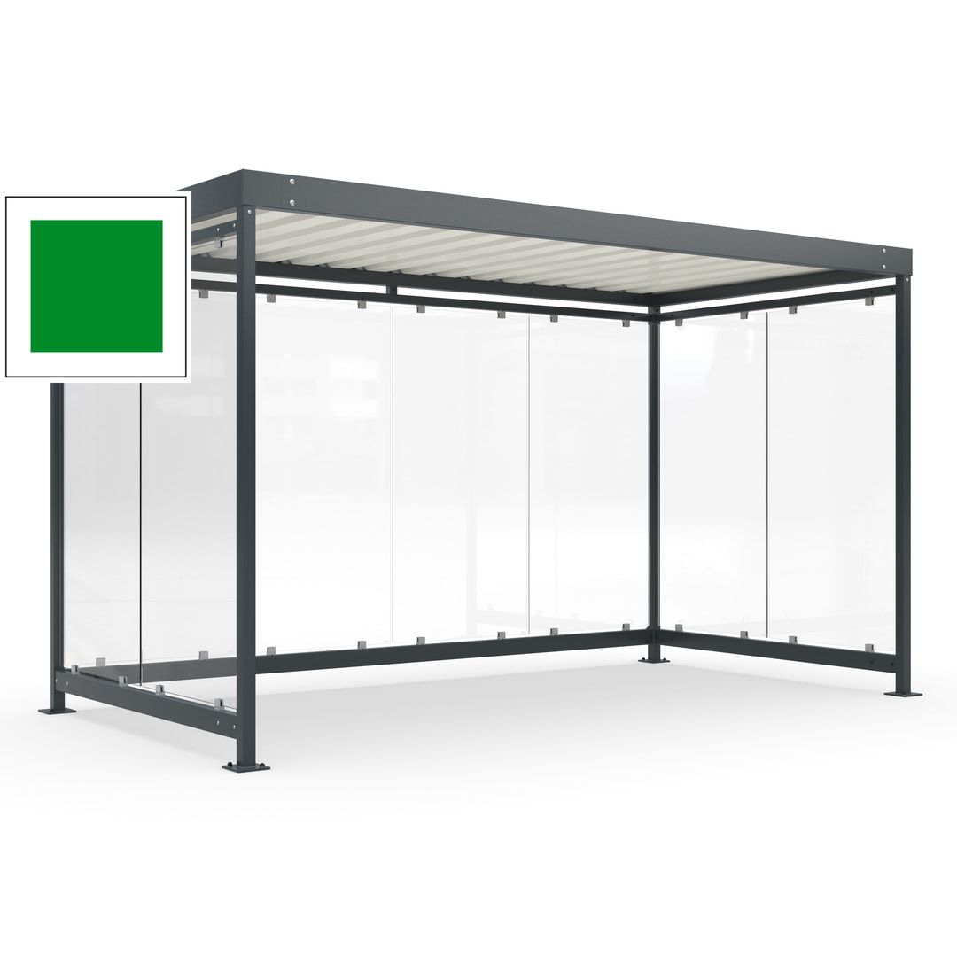 Fahrradunterstand, Fahrgastunterstand, Bushaltestelle, Bausatz, 12-13 Personen, 2.510 x 4.195 x 2.165 mm (HxBxT), 8 Wände, Achatgrau