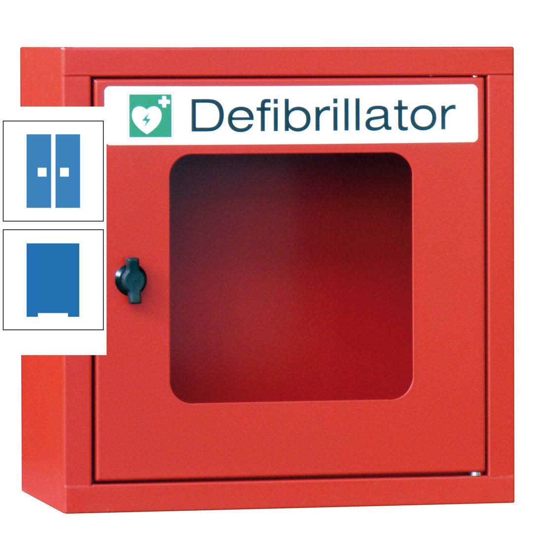 Defibrillatorenschrank - 400 x 400 x 200 mm (HxBxT) - Sichtfenster - anthrazitgrau