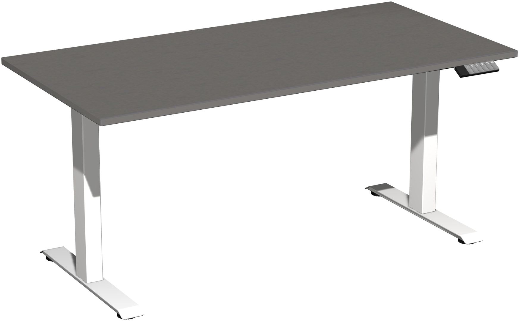 Schreibtisch, Elevate Basic, elektronisch höhenverstellbar, 730 - 1.230 x 1.200 x 800 mm (HxBxT), Gestell anthrazit, Dekor Ahorn
