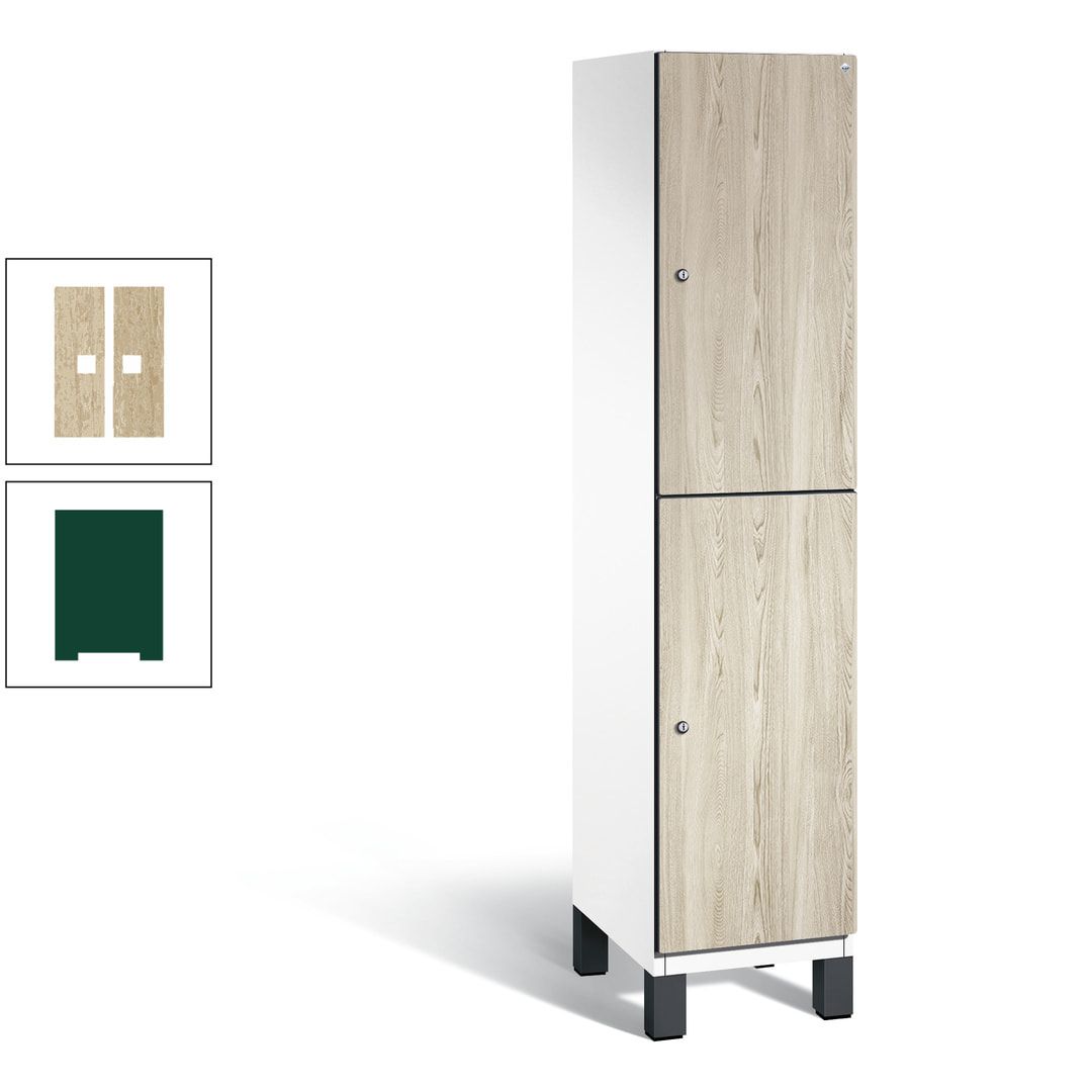 Fächerschrank, Garderobenschrank, mit Füßen, 1 Abteile, 1.980 x 400 x 525 mm (HxBxT), Korpus anthrazitgrau, Tür Donau-Ahorn