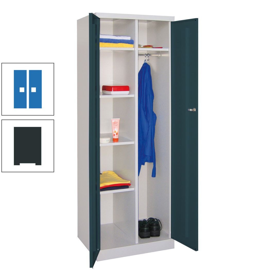 Kleiderschrank mit Sockel - Spind - 1 Abteil mit Trennwand - 1.800x600x500 mm (HxBxT) - Zylinderschloss - anthrazitgrau