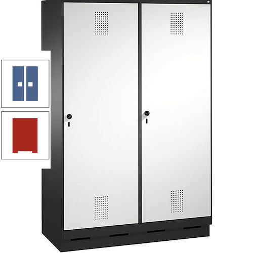 Doppel-Spind, Garderobenschrank, 2 Türen für 4 Abteile a 300 mm, Korpus anthrazitgrau, Türen anthrazitgrau, 1.800 x 1.200 x 500 mm (HxBxT)