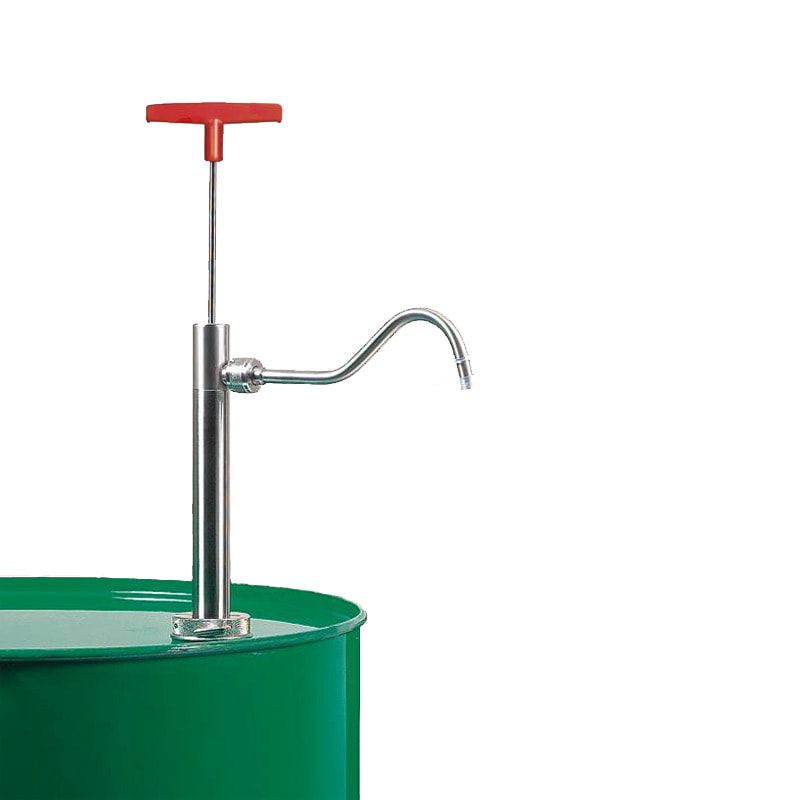 Edelstahl Fasspumpe mit Auslaufbogen - Tauchtiefe 360 mm - Dichtung PTFE, elektrisch leitfähig - für Fässer und Tanks