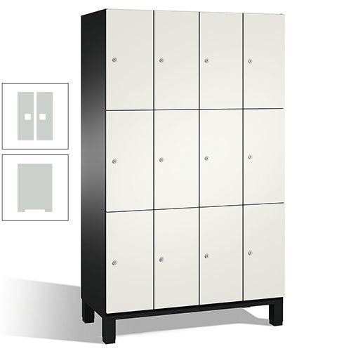Fächerschrank, Stahlschrank, 12 Fächer, Türöffnungsbegrenzer, mit Füßen, Korpus lichtgrau, Tür anthrazitgrau, 1.980 x 1.200 x 525 mm (HxBxT)