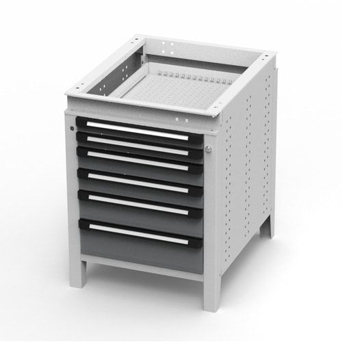OTTOKIND Werkbank - Arbeitsplatte bündig - 850 x 605 x 750 mm (HxBxT) - 6 Schubladen - lichtgrau