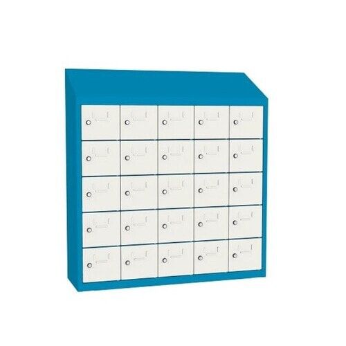 Kantinenschrank, Schließfachschrank, Etikettrahmen, 5 Abteile, 25 Fächer, 1.090 x 1.000 x 300 mm (HxBxT), Korpus anthrazitgrau, Front anthrazitgrau