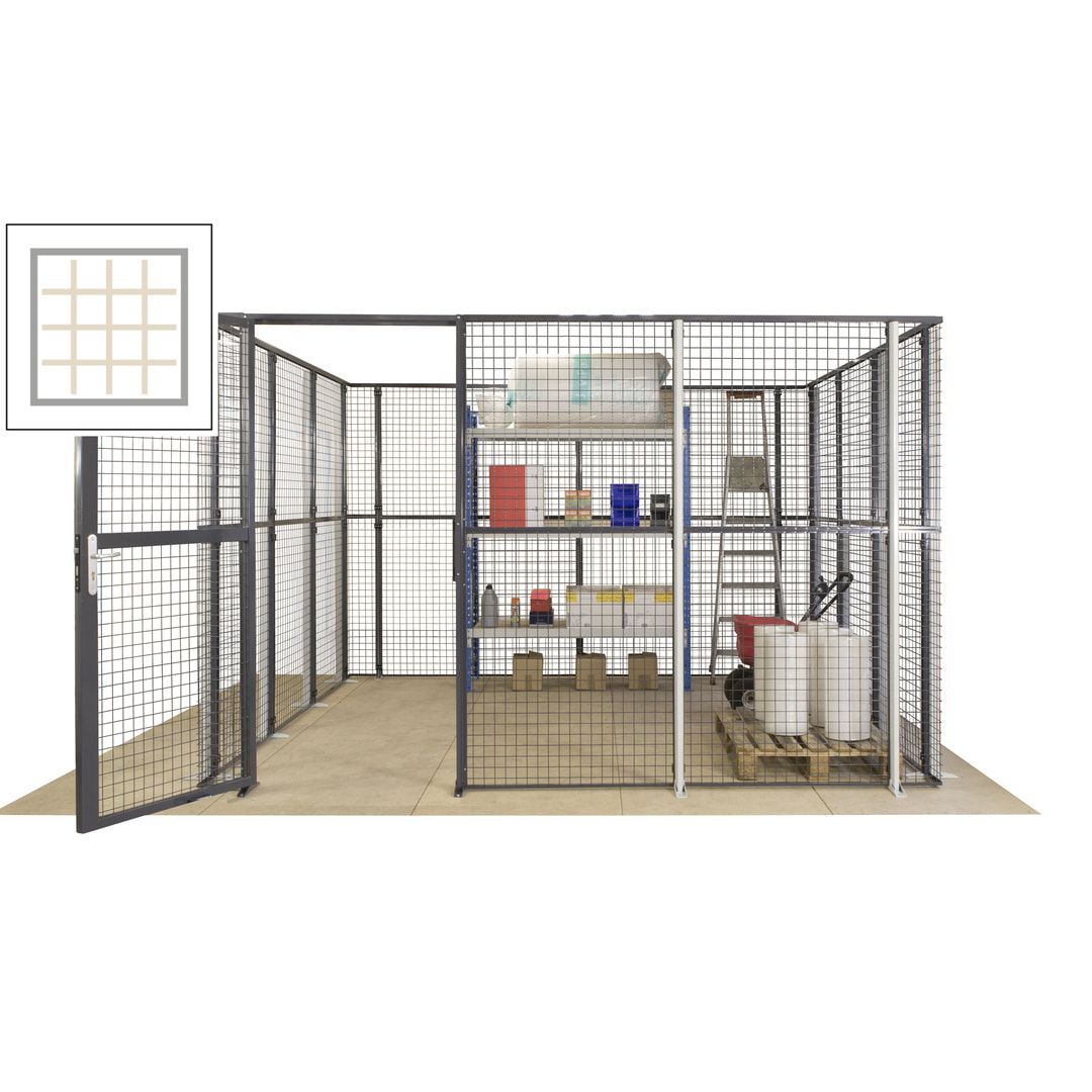 Maschinen Schutzgitter - Hallentrennwand - Sicherheitszaun - Tür - 72 m - 2.200 x 21.400 x 15.400 mm (HxBxT) - enzianblau