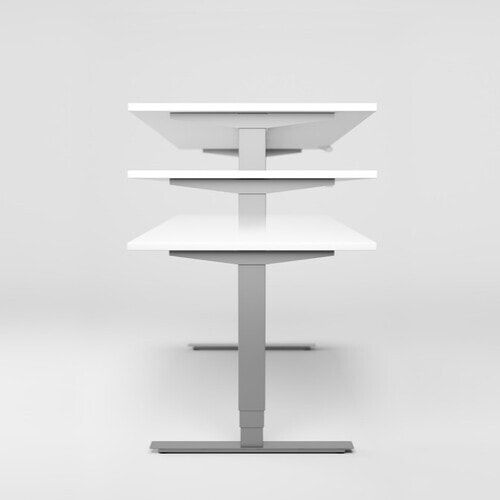 Eckschreibtisch, Ecke links, Elektro Pro+, elektronisch höhenverstellbar, 625-1.285 x 1.600 x 1.000 mm (HxBxT), Gestell silber, Dekor Ahorn