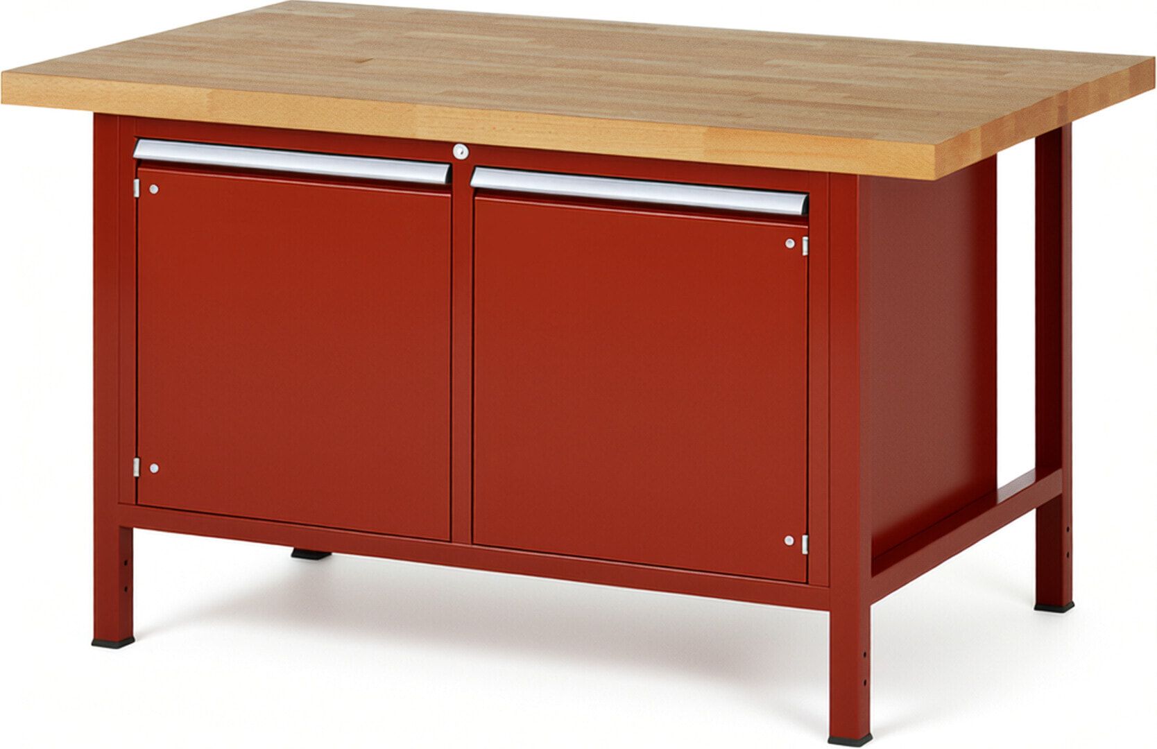 Werkbank mit 2 Schränken - höhenverstellbar 840-1.040 mm - 1.500 x 900 mm (BxT) - Traglast 1.250 kg - Buche - Anthrazitgrau