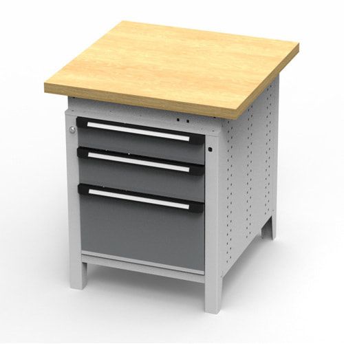 OTTOKIND Werkbank - Arbeitsplatte bündig - 850 x 605 x 750 mm (HxBxT) - 3 Schubladen - lichtgrau